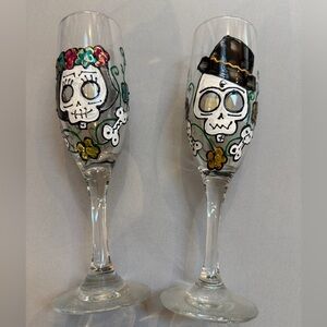 Day of the Dead Skull Champagne Flutes
